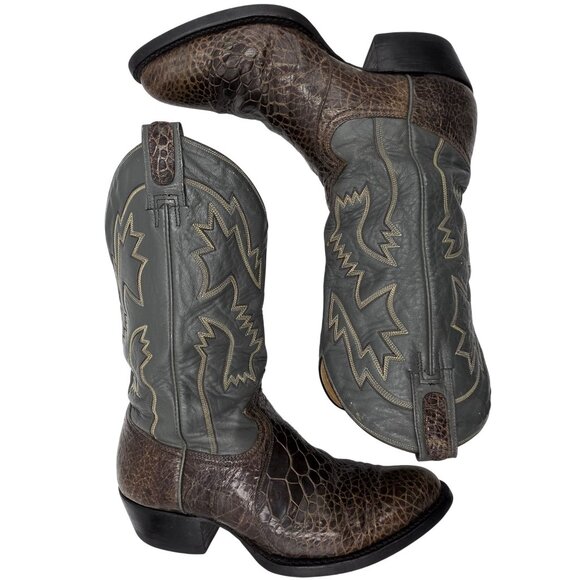 Rare 11.5D Vintage Montana Exotic 1970s Alligator Grey Brown Cowboy Boot Western - Picture 3 of 16